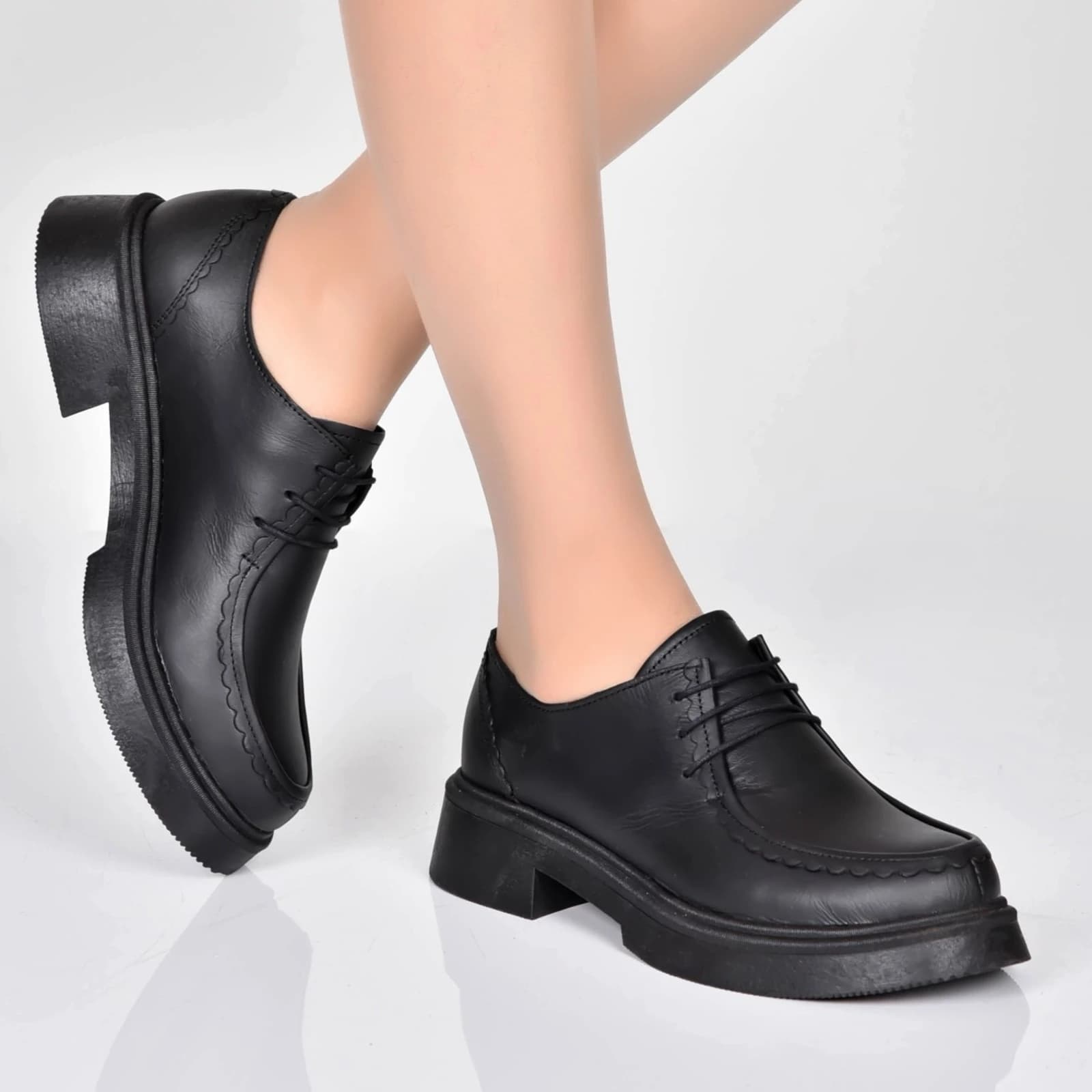 Derbies Femme Cuir – B19 — Noir