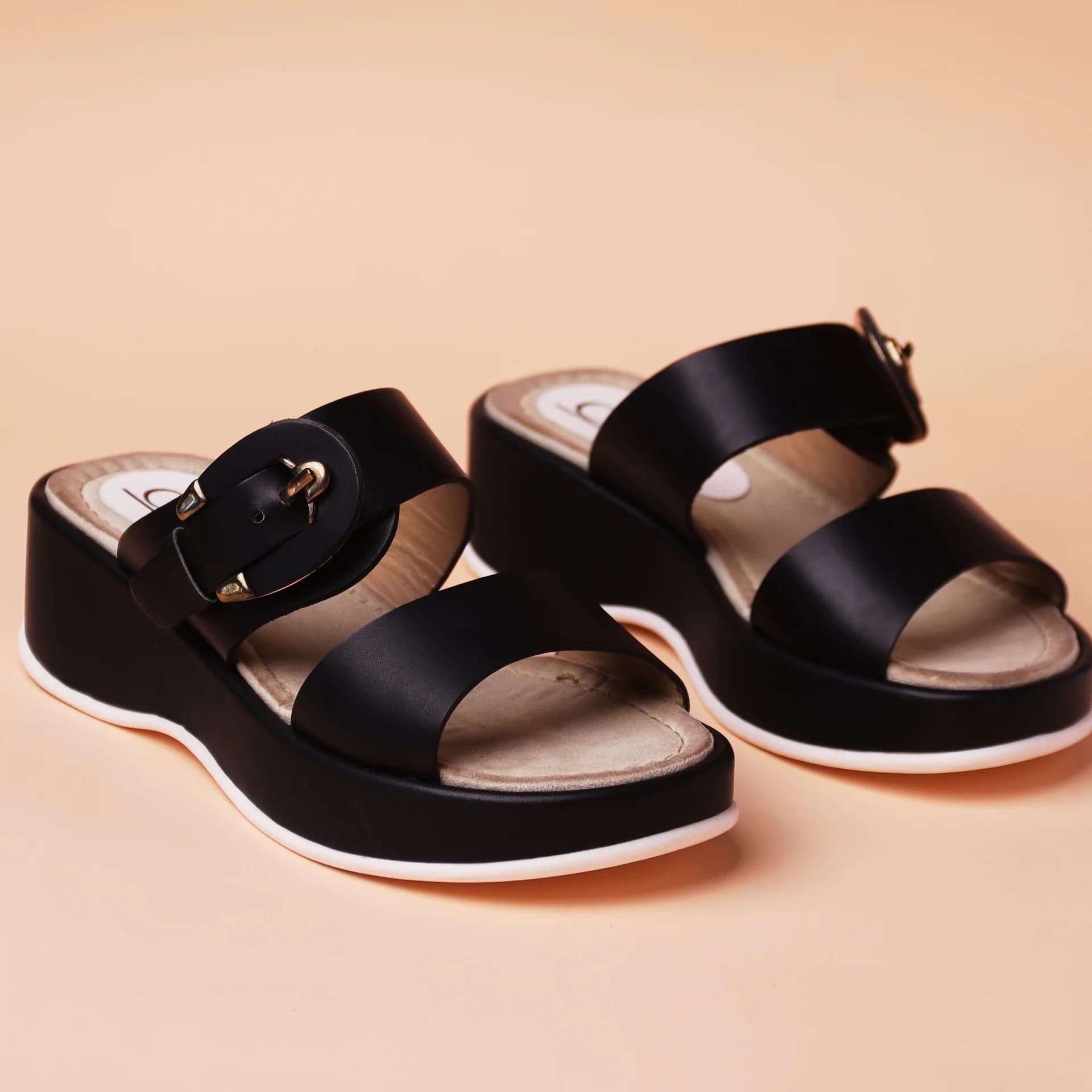 Mules compensées Cuir – M30 — Noir